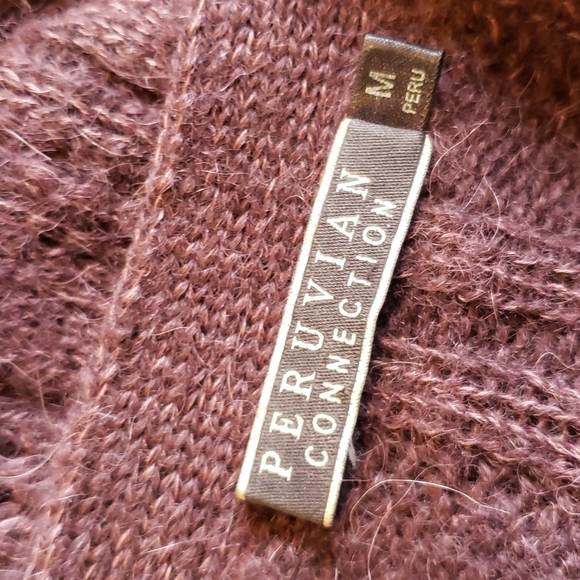 PERUVIAN CONNECTION Alpaca Boyfriend Long Cardigan Sweater Plum sz M Women's - Picture 5 of 9